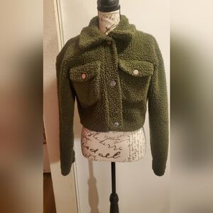 Olive Green Sherpa Jacket